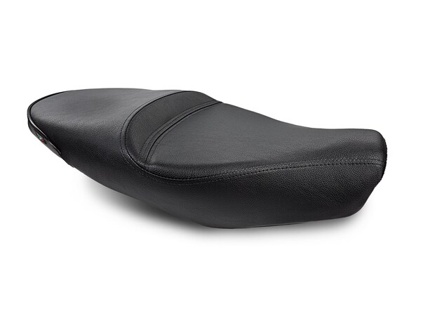 Sargent Motorcycle Seat on the Ducati Scrambler in the pebbly Vintage black.
